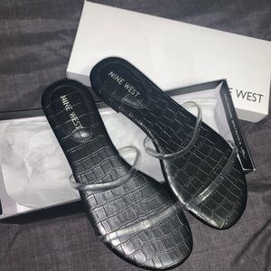 Nine West black sandals w/clear straps. Size 6.5.